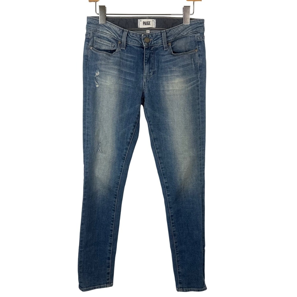 Paige Skyline Ankle Peg‎ Distressed Denim Jeans Womens Size 27